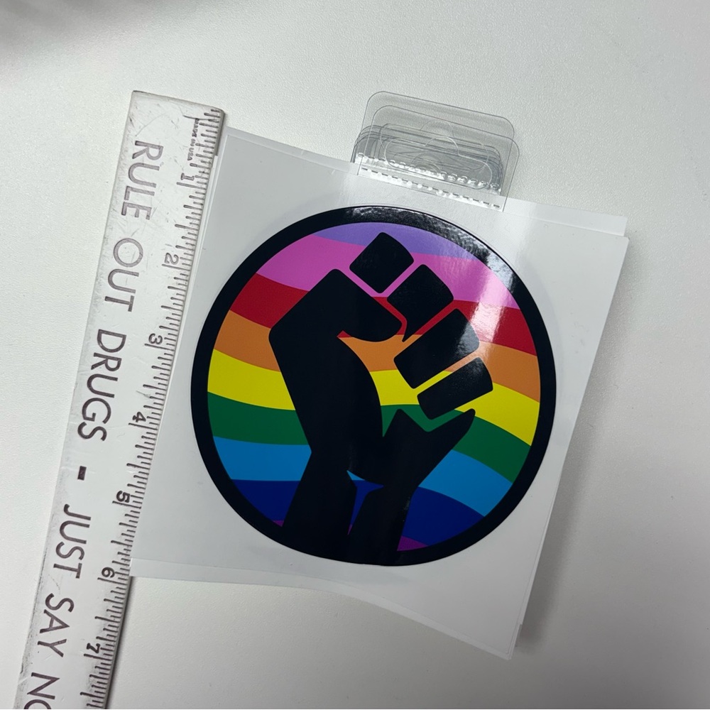 Rainbow Fist Protest Sticker - Picture 2 of 2